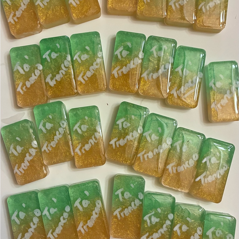 Green and Gold Custom Domino Set